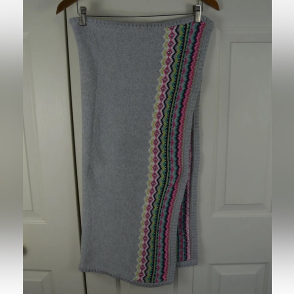 Carter's Sweater Knit Fair Isle Baby Girl Blanket Gray Pink White Teal - Picture 2 of 7